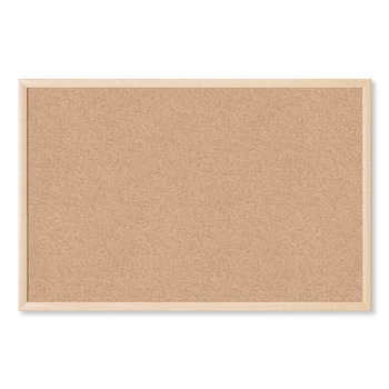 BULLETIN BOARDS | U Brands 266U00-01 35 x 23 Cork Bulletin Board - Tan Surface/Birch Wood Frame