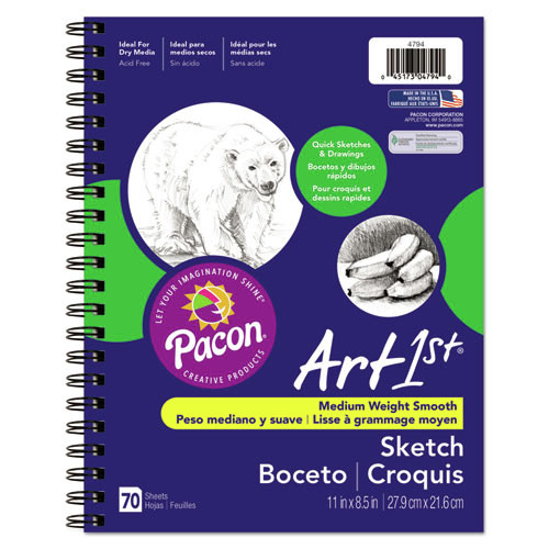 Copy & Printer Paper | Pacon P4794 60 lb Text (70) 11 x 8.5 Sheets Art1st Sketch Diary - Blue Cover image number 0