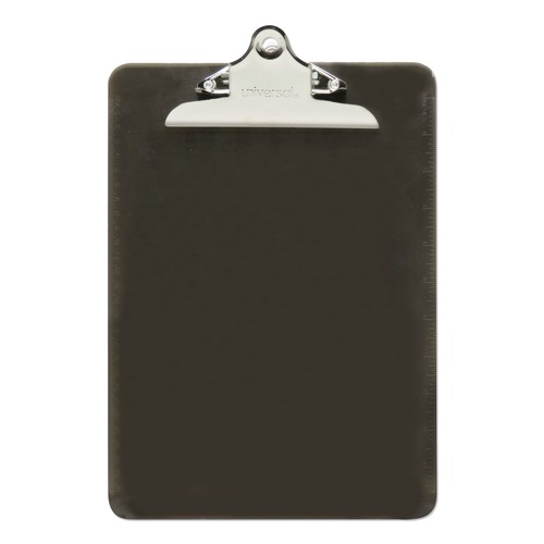 Clipboards | Universal UNV40306 1.25 in. Clip Capacity 8.5 in. x 11 in. Plastic Clipboard with High Capacity Clip - Translucent Black image number 0
