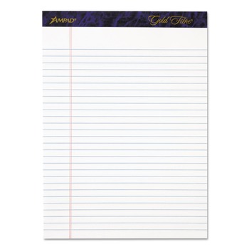 Ampad 20-031R 8.5 x 11.75 Sheets (50) Gold Fibre Wide/Legal Rule Writing Pads - White Sheets (4/Pack)