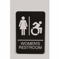 Floor Signs & Safety Signs | Headline Sign 7778 6 x 9 Women's Restroom ADA Sign - Black Face/White Graphics image number 0