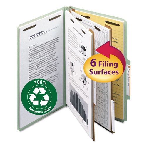 File Folders | Smead 19022 2 in. Expansion Recycled Pressboard Classification Folders - Gray-Green/Legal Size (10/Box) image number 0
