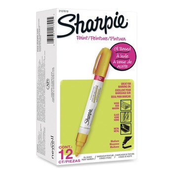 Sharpie 2107619 Medium Bullet Tip Permanent Paint Marker - Yellow (1 Dozen)