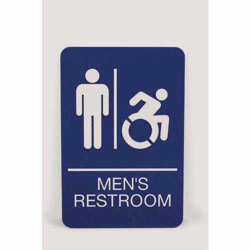 Floor Signs & Safety Signs | Headline Sign 7774 6 x 9 Men's Restroom ADA Sign - Blue Face/White Graphics image number 0