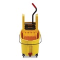 Mop Buckets | Rubbermaid Commercial FG757688YEL 44 qt. WaveBrake 2.0 Down-Press Plastic Bucket/Wringer Combos - Yellow image number 1