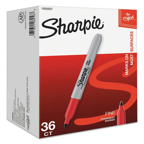 Permanent Markers | Sharpie 1920937 Fine Tip Permanent Marker Value Pack - Red (36/Pack) image number 0