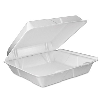 Dart 90HTPF1VR 9 in. x 9.4 in. x 3 in. Foam Hinged Vented Lid Container - White (200/Carton)