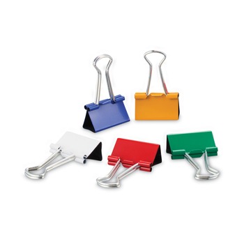 Universal UNV31029 Binder Clips with Storage Tub - Medium, Assorted (24/Pack)