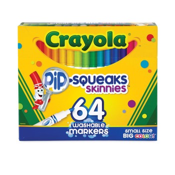  | Crayola 588764 Medium Bullet Tip Pip-Squeaks Skinnies Washable Markers - Assorted Colors (64/Set)