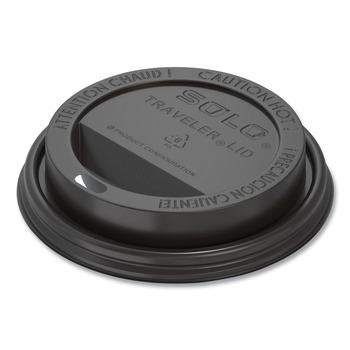 SOLO TLB316-0004 Traveler Cappuccino Style Dome Lid Fits 10 oz. to 24 oz. Cups - Black (1000/Carton)