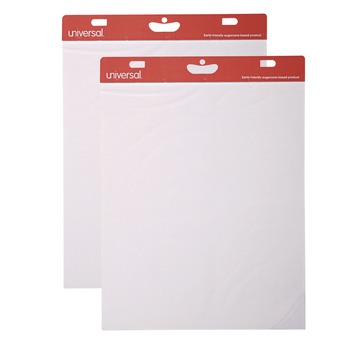 Universal UNV45600 27 in. x 34 in. Renewable Resource Sugarcane Based Easel Pads - Unruled, White (50 Sheets/Pad, 2 Pads/Carton)