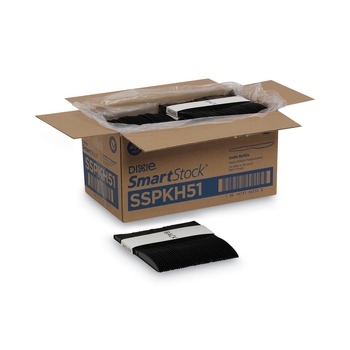 Dixie SSPKH51 SmartStock Series-O 7 in. Heavyweight Plastic Cutlery Knives Refill - Black (40/Pack, 24 Packs/Carton)