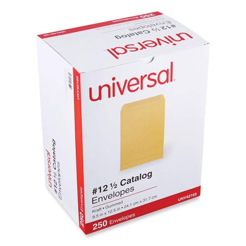 Envelopes & Mailers | Universal UNV42165 9.5 x 12.5 Gummed Closure Catalog Envelope - Brown Kraft (250/Box) image number 0