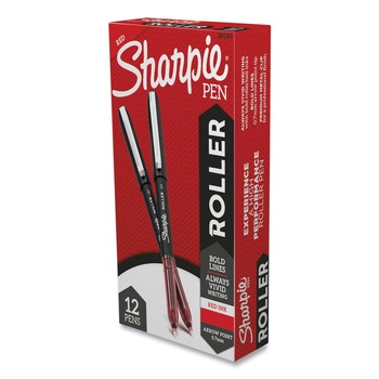 PENS PENCILS AND MARKERS | Sharpie Roller 2101304 Medium 0.7 mm Professional Design Rollerball Stick Pen - Red Ink, Black/Red Barrel (1-Dozen)