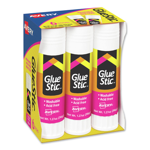 Adhesives & Glues | Avery 98073 1.27 oz. Permanent Glue Stick Value Pack - Applies White/Dries Clear (6/Pack) image number 0
