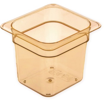Carlisle 3088513 StorPlus 6.38 in. x 6.75 in. x 6 in. 2.5-Quart High Heat Plastic Food Pan - Amber