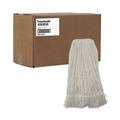 Mops | Boardwalk BWK424RCT 24 oz. Rayon Pro Loop Web/Tailband Wet Mop Head - White (12/Carton) image number 0