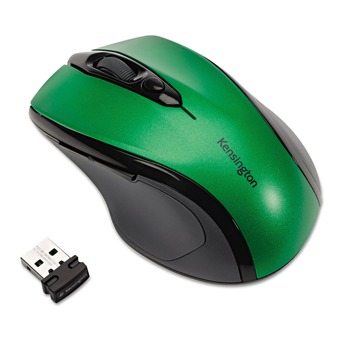 Kensington K72424AMA 2.4 GHz Frequency/30 ft. Wireless Range Pro Fit Right Hand Use Mid-Size Wireless Mouse - Emerald Green