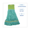 Mops | Boardwalk BWK1200MCT EcoMop Recycled Fiber Looped-End Mop Head - Medium, Green (12/Carton) image number 4