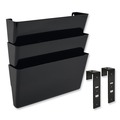 Wall Files | Deflecto 73504 13 in. x 4 in. 3 Sections 3-Pocket Stackable DocuPocket Partition Wall File - Letter Size, Black image number 3