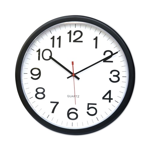Back to School Sale | Universal UNV11381 13.5 in. Round Indoor/Outdoor Wall Clock - Black Case image number 0