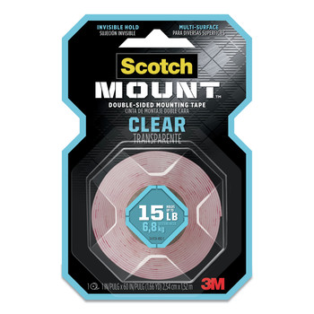 PACKING TAPES | Scotch 410P 1 in. x 60 in. Permanent Clear Mounting Tape Holds Up to 15 lbs. - Clear (1-Roll)