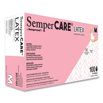  | SemperCare SCLT103 Latex Examination Gloves - Cream/Medium (1000/Carton)