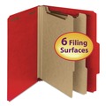 File Folders | Smead 14061 2 in. Expansion Recycled Pressboard 6-Fastener Classification Folders - Letter Size/Bright Red (10/Box) image number 1