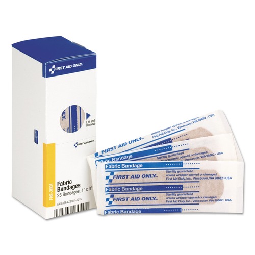 Just Launched | First Aid Only FAE-3001 1 in. x 3 in. SmartCompliance Fabric Bandages (25/Box) image number 0