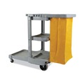 Cleaning Carts | Boardwalk JC1945SBWK23 22 in. x 44 in. x 38 in. 4 Shelves 1 Bin Plastic Janitor's Cart - Gray image number 0