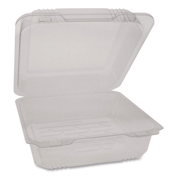 Pactiv Corp. 0CAH09700000 8.75 in. x 8.25 in. x 3.63 in. SmartLock PET Hinged Lid Plastic Bakery Container - Clear (200/Carton)