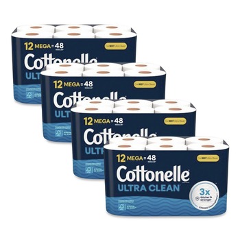 TOILET PAPER | Cottonelle 55480 Ultra CleanCare 1-Ply Septic Safe Strong Bath Tissue Toilet Paper - White (4/Carton)