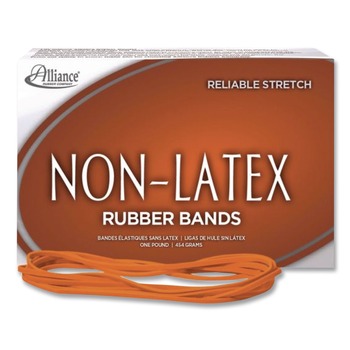 Alliance 37176 1 lbs. Box Size 117B 0.04 in. Gauge Non-Latex Rubber Bands - Orange (1-Box)