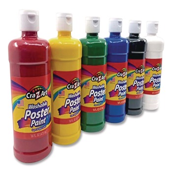 Cra-Z-Art 01611 Washable Kids Paint, Assorted Colors, 16 oz Bottle, 6/Pack
