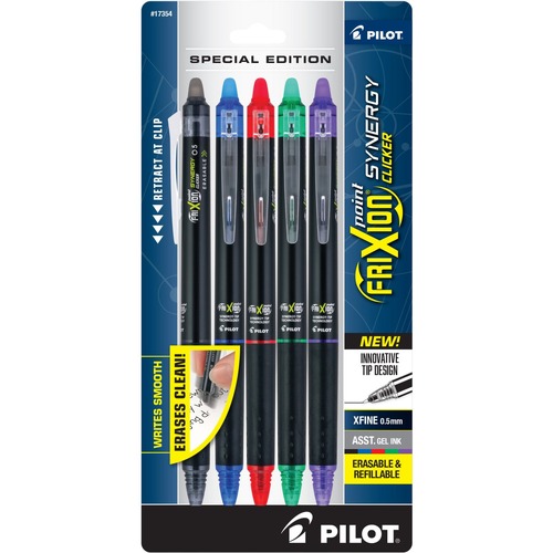 Pens | Pilot 17354 0.5 mm Extra-Fine FriXion Synergy Clicker Erasable Retractable Gel Pen - Assorted Ink/Barrel Colors (5/Pack) image number 0
