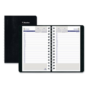 Blueline C210.21T 12-Month (Jan to Dec): 2026 8 in. x 5 in. 30-Minute Appointments DuraGlobe Daily Planner - Black Soft Cover