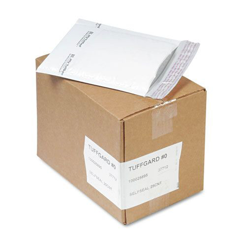 Envelopes & Mailers | Sealed Air 37712 Jiffy TuffGard 6 in. x 10 in. No. 0 Barrier Bubble Air Cell Cushion Self-Seal Cushioned Mailer - White (25/Carton) image number 0