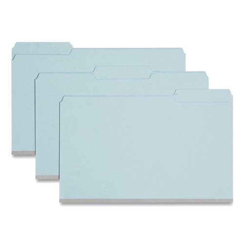 File Folders | Smead 22530 1/3-Cut Tabs Assorted Legal Size 1 in. Expansion Recycled Heavy Pressboard Folders - Blue (25/Box) image number 0