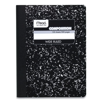 Mead 72936 9.75-in x 7.5-in 100 Sheets 3-Subject Square Deal Composition Book - Wide/Legal Rule, Black Cover (12/Pack)