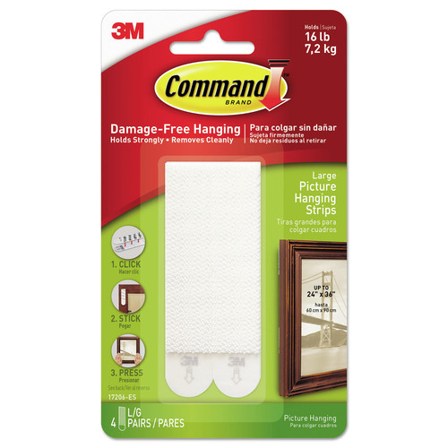 Labels | Command 17206-ES 0.5 x 3.63 Removable Picture Hanging Strips, Holds Up to 4 lbs. per Pair - White (4/Pack) image number 0