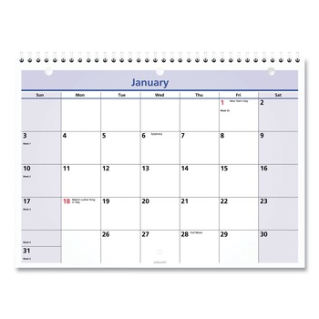 AT-A-GLANCE PM50-28 12-Month (Jan to Dec): 2026 11 in. x 8 in. 3-Hole Punched QuickNotes Desk/Wall Calendar - White/Blue/Yellow Sheets