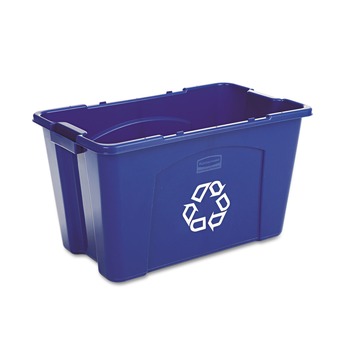 Rubbermaid Commercial FG571873BLUE 18 Gallon Polyethylene Stacking Recycle Bin - Blue