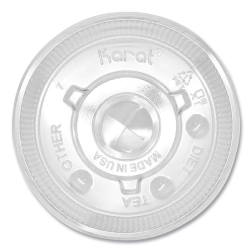 Cups and Lids | Karat C-KCL90 12 oz. to 22 oz. Cold Cups Flat PET Plastic Lids - Clear (1000/Carton) image number 0