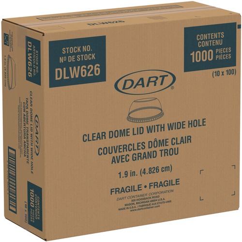 Cups and Lids | Dart DLW626 Open-Top Dome Lid for 16 oz. to 24 oz. Plastic Cups - Clear (1000/Carton) image number 0