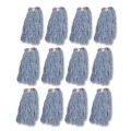 Mops | Rubbermaid Commercial FGF51700BL00 20 oz. 1 in. Headband Cut-End Blend Cotton/Synthetic Mop Head - Blue (12/Carton) image number 0