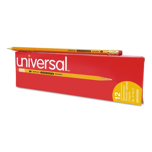 Pencils | Universal UNV55520 HB (#2) Deluxe Blackstonian Pencil - Black Lead, Yellow Barrel (1 Dozen) image number 0