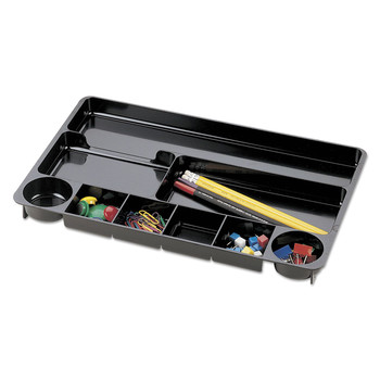 DESKTOP ORGANIZERS | Universal UNV08120 14 in. x 9 in. x 1 1/8 in. Recycled Plastic 9-Compartment Drawer Organizer - Black