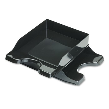 Deflecto 63904 Docutray 10.13 in. x 13.63 in. x 2.5 in. 2 Sections Letter to Legal Size Files Multi-Directional Stacking Tray Set - Black (1-Set)