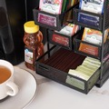 Breakroom Supplies | Mind Reader MMTDR5-BLK 6.75 in. x 7 in. x 10 in. 5-Compartment Network Collection Tea Countertop Organizer - Black image number 1