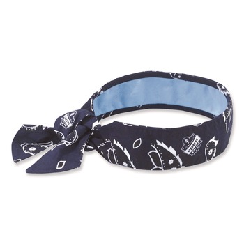 Ergodyne 12564 Chill-Its 6700CT One Size Fits Most Cooling Bandana PVA Tie Headband - Navy Western